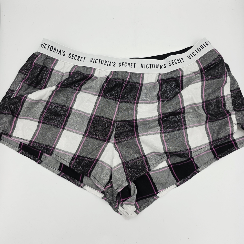 Victoria's Secret Plaid Women's Shorts - Black, White, Pink‎